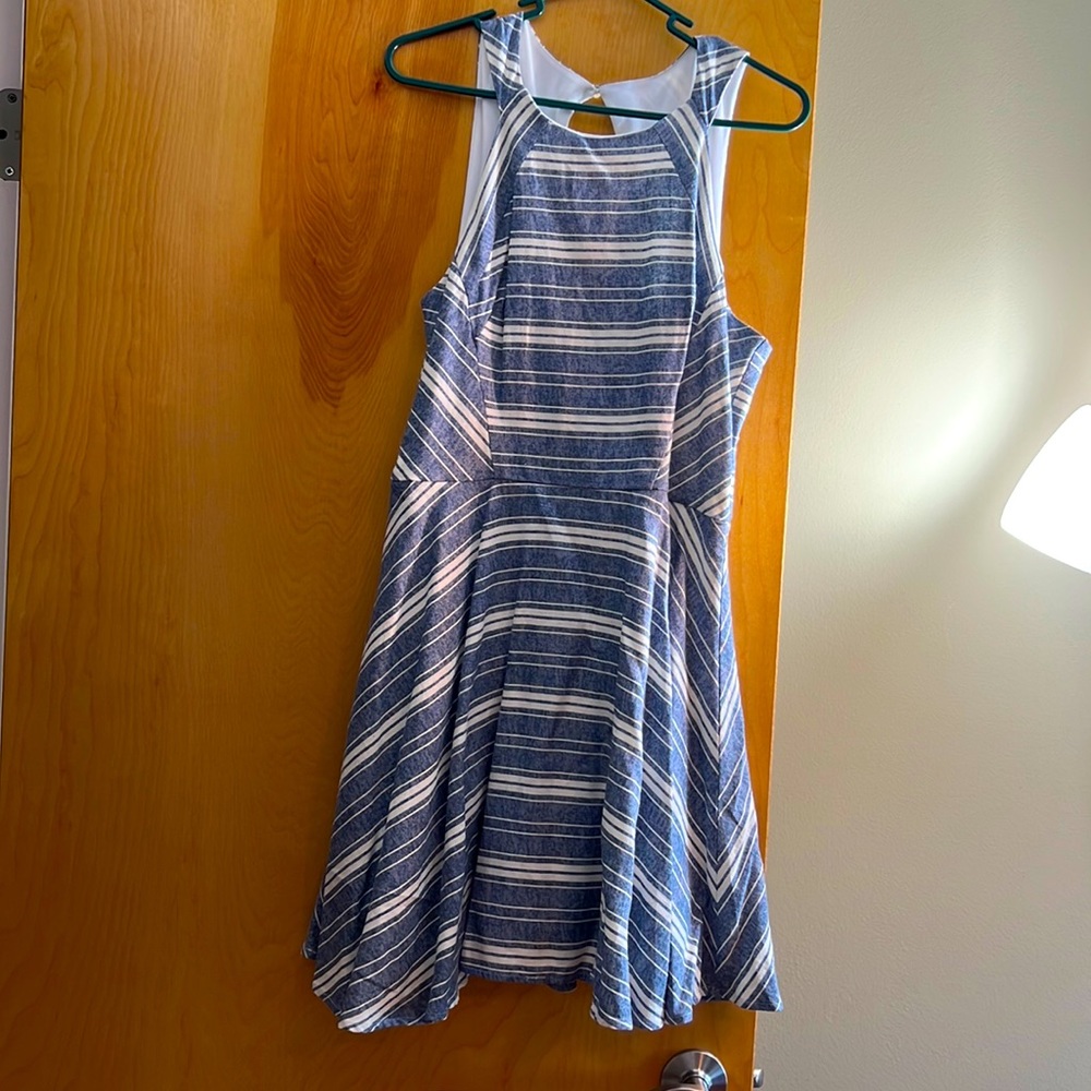 Blue and white stripped dress